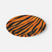 ワイルドオレンジブラックタイガーストライプアニマルプリント ペーパープレート (アングル)
