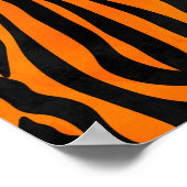 ワイルドオレンジブラックタイガーストライプアニマルプリント ポスター (角)