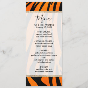 ワイルドオレンジブラックタイガーストライプアニマルプリント メニュー