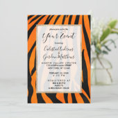 ワイルドオレンジブラックタイガーストライプアニマルプリント 招待状 (スタンド正面)