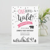 ワイルドオンアドベンチャーファースト誕生日招待状ガール 招待状 (スタンド正面)