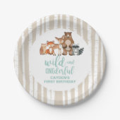 ワイルドオンダーフルウッドランドアニマルファースト誕生日パペ ペーパープレート (正面)