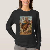 ワイルドカウボーイと馬の長袖シャツ Tシャツ (正面)