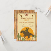ワイルドカウボーイウェスタンハッピーバースデー カード (正面/裏面インサイチュ)
