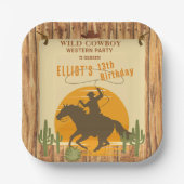 ワイルドカウボーイ西部の誕生日 ペーパープレート (正面)