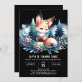 ワイルドカスタムキツネ誕生日デジタル 招待状 (正面/裏面)