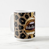 ワイルドカスタム金ゴールドリップギフトデコガーリールかわいいメイク コーヒーマグカップ (正面左)