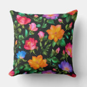 ワイルドカラフルバラパターン クッション (正面)