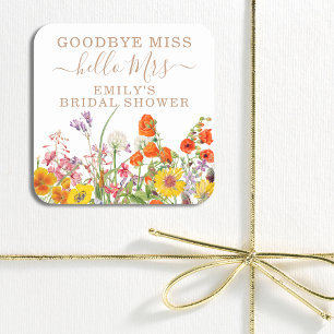 ワイルドカラフルフラワーカントリーフローラお別れ恋しく思さん スクエアシール