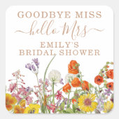 ワイルドカラフルフラワーカントリーフローラお別れ恋しく思さん スクエアシール (正面)