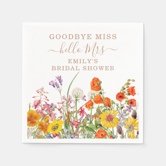 ワイルドカラフルフラワーカントリーフローラお別れ恋しく思さん スタンダードカクテルナプキン (正面)