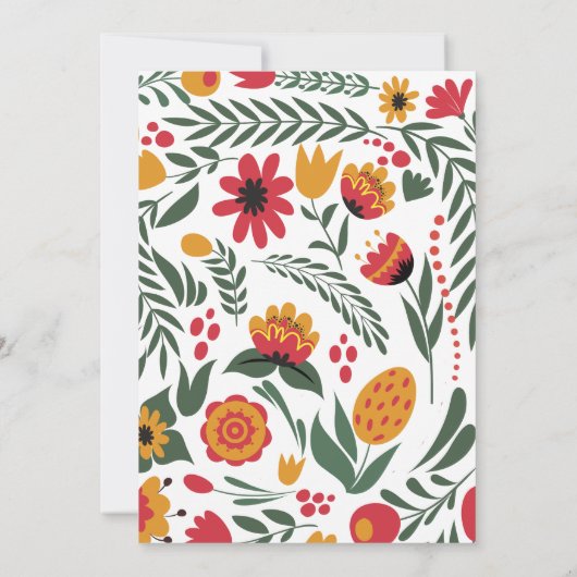 ワイルドカラフルワンフォークアートボーイベビーシャワー 招待状 (裏面)