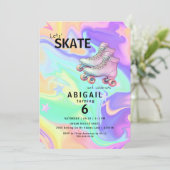 ワイルドカラーズガールローラースケートで滑る誕生日パーティー 招待状 (スタンド正面)