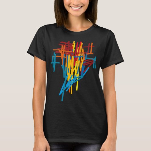 ワイルドカラーパターン抽象芸術アーキテクチャテクノ Tシャツ (正面)