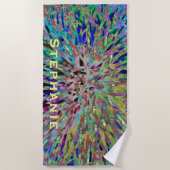 ワイルドカラーパープルブルー抽象芸術(黄色) ビーチタオル (正面)