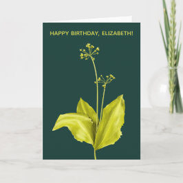 ワイルドガリックの緑の植物の植物学アートの誕生日 カード