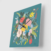 ワイルドガーデンの花 スクエア壁時計 (傾斜)