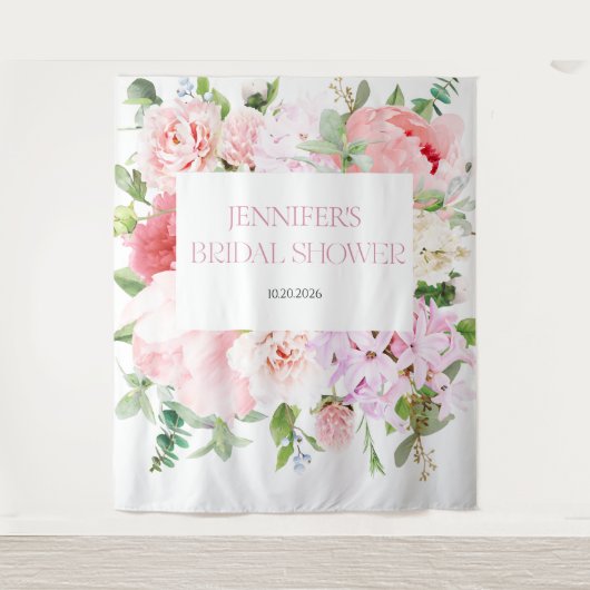 ワイルドガーデンウォーターカラーブライダルシャワーバックドロップ タペストリー (正面)