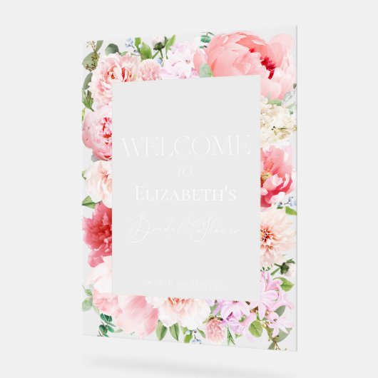 ワイルドガーデンブライダルシャワーウェルカムアクリルサイン アクリルサイン (傾斜)