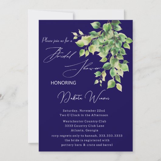 ワイルドガーデン離れブライダルシャワー 招待状 (正面)