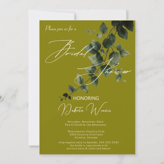 ワイルドガーデン離れブライダルシャワー 招待状 (正面)