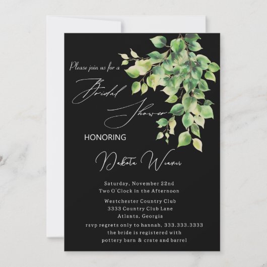 ワイルドガーデン離れブライダルシャワー 招待状 (正面)