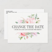 ワイルドガーデン |ピンク結婚の花の日付の変更 案内ポストカード (正面/裏面)