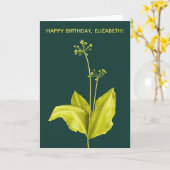 ワイルドガーリックの緑の植物の植物学アートの誕生日 カード (黄色い花)