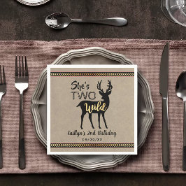 ワイルドガールズウッドランドディアー2歳の誕生日 スタンダードカクテルナプキン