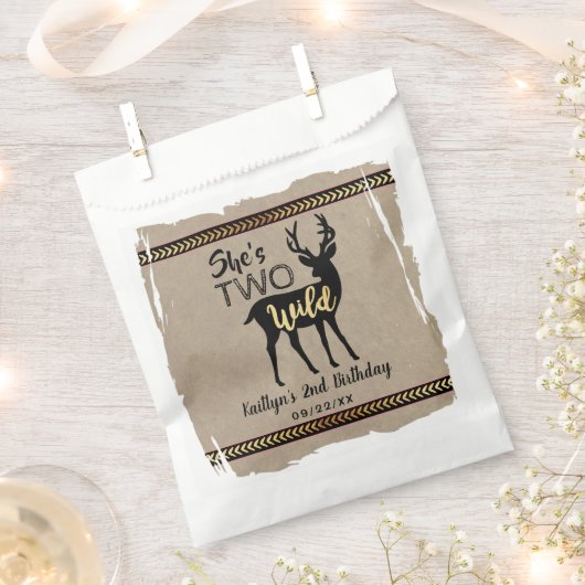 ワイルドガールズウッドランドディアー2歳の誕生日 フェイバーバッグ (クリップ留めされた状態)