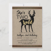 ワイルドガールズウッドランドディアー2歳の誕生日 招待状 (正面)