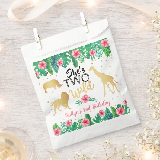 ワイルドガールズセカンドバースデーパーティー フェイバーバッグ (クリップ留めされた状態)