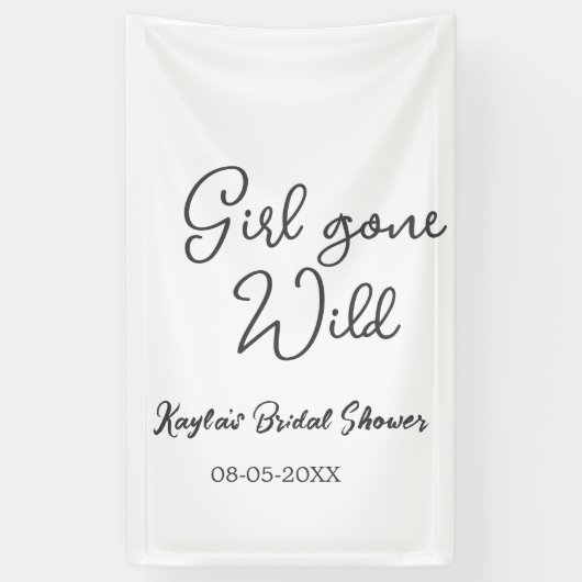 ワイルドガール ブライズシャワー 名前 日付 シンプル ミニ 横断幕 (縦)
