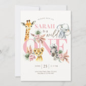 ワイルドガール・ワンサファリ・バースデー・インビテーション・ジャングル 招待状 (正面)