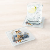 ワイルドキツネのウイスパーズの水彩カスタムで ガラスコースター (アングル)