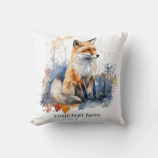 ワイルドキツネのウイスパーズの水彩カスタムで クッション (正面)