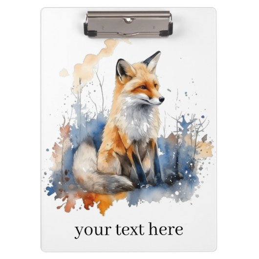 ワイルドキツネのウイスパーズの水彩カスタムで クリップボード (正面)