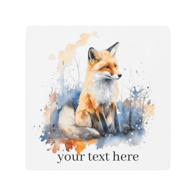 ワイルドキツネのウイスパーズの水彩カスタムで メタルプリント (正面)