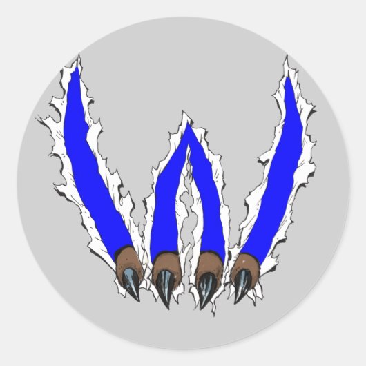 ワイルドキャッツクローがデザインを抜ける – 青 ラウンドシール (正面)