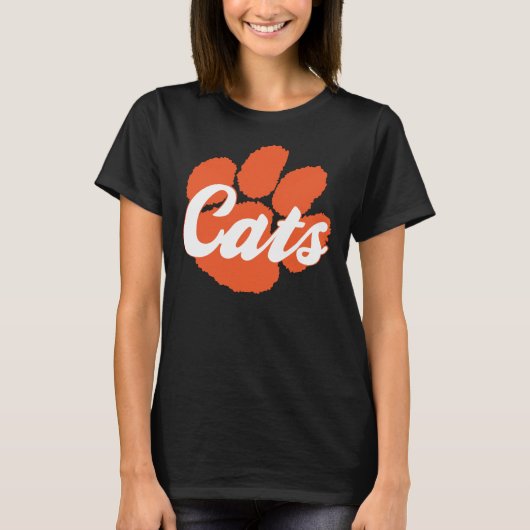 ワイルドキャッツポーレディースVネックブラック3/4スリーブ Tシャツ (正面)
