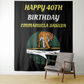 ワイルドキャットタイガーパーソナライズされたオンブラック タペストリー (インサイチュ)