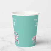 ワイルドキャットバースデーパーティーピンクとティール（緑がかった色）紙カップ 紙コップ (左)