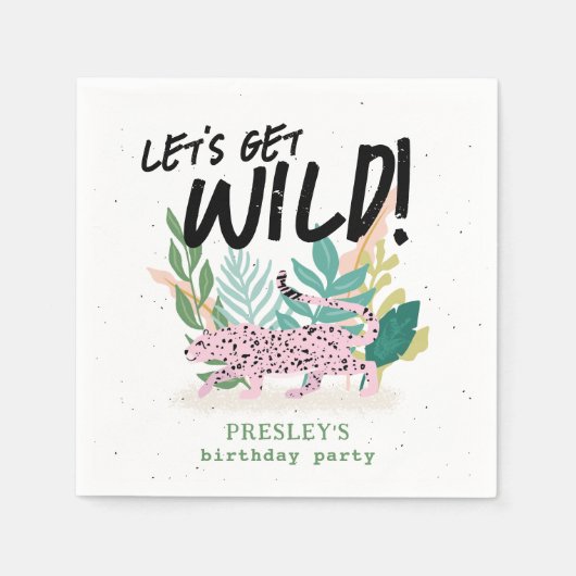 ワイルドキャット子供の誕生日パーソナライズされたパーティーナプキン スタンダードカクテルナプキン (正面)