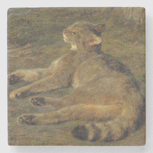 ワイルドキャット(by Rosa Bonheur) ストーンコースター (正面)