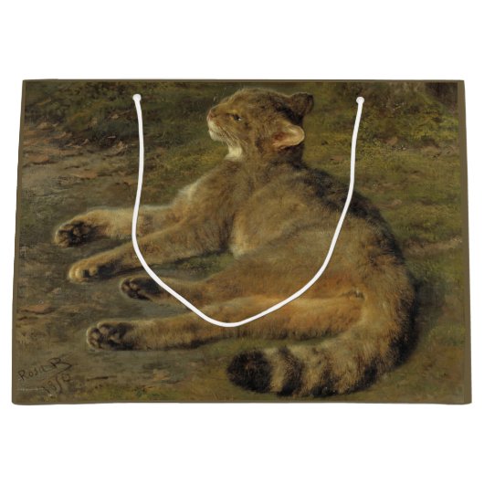 ワイルドキャット(by Rosa Bonheur) ラージペーパーバッグ (正面)