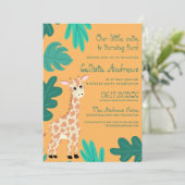 ワイルドキュートグリーンオレンジキリン離れ誕生日 招待状 (スタンド正面)