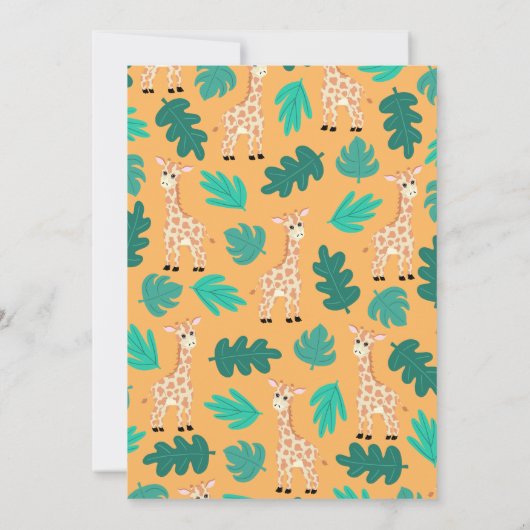 ワイルドキュートグリーンオレンジキリン離れ誕生日 招待状 (裏面)