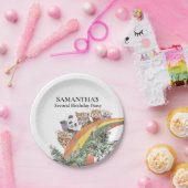 ワイルドキュートジャングルアニマルレインボー誕生日 ペーパープレート (パーティー)