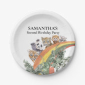 ワイルドキュートジャングルアニマルレインボー誕生日 ペーパープレート (正面)