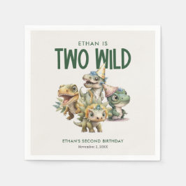 ワイルドキュート恐竜2回目の誕生日パーティー スタンダードカクテルナプキン